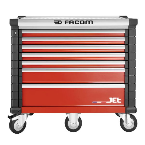 Facom Werkstattwagen 7 Schubfächer 5 Module, Werkstattwagen JET mit 7 Schubfächer, 5 Module pro Schubfach, rot (RAL 3020), JET.7M5A