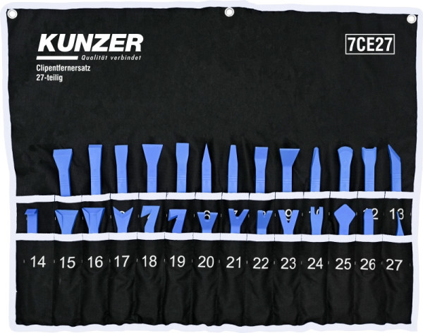 Kunzer Clipentfernersatz, 27-teilig in Rolltasche, 7CE27