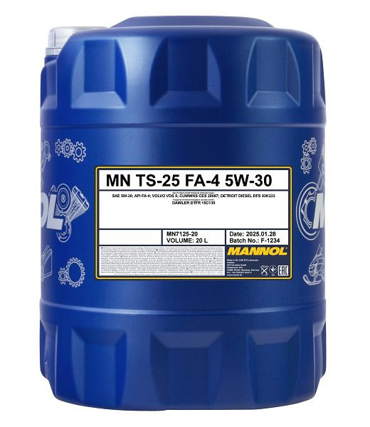 MANNOL Motorenöl 7125 TS-25 FA-4 5W-30, VE: 20 l, MN7125-20