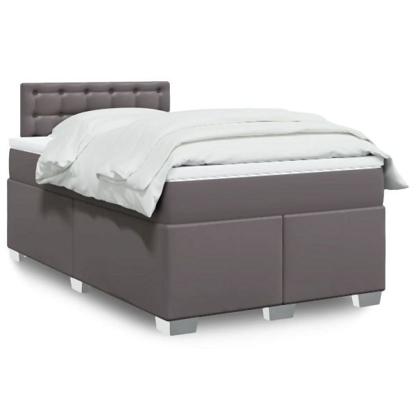 vidaXL Boxspringbett mit Matratze Grau 120x190 cm Kunstleder, 3288414