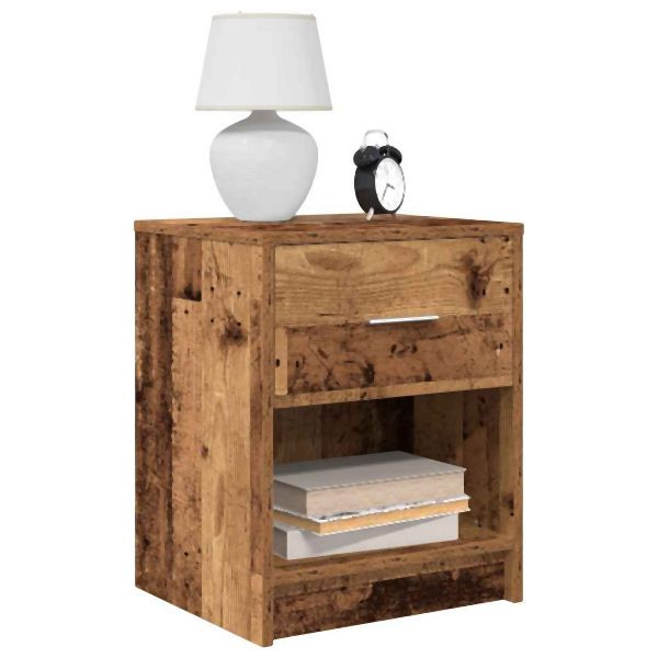 vidaXL Nachttische 2 Stück mit Schublade Altholz-Optik 40x34x50 cm, 858782