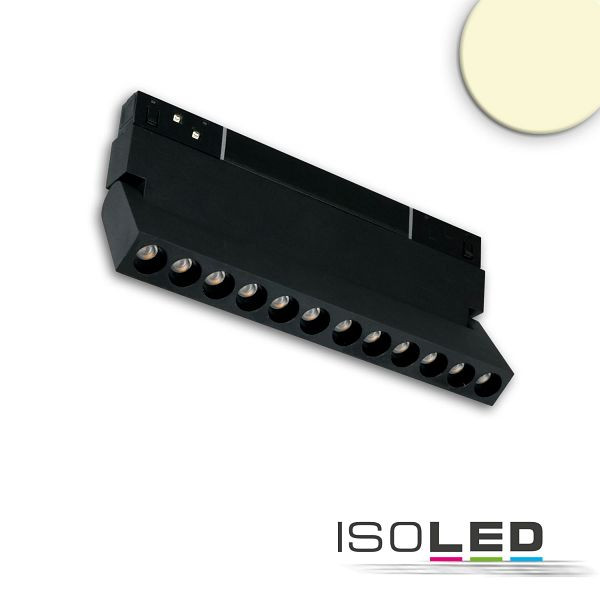 ISOLED Track48 Raster-Schienen-Strahler 22cm schwarz, 12W, 36°, UGR<19, 48V DC, 3000K, CRI90, 116104