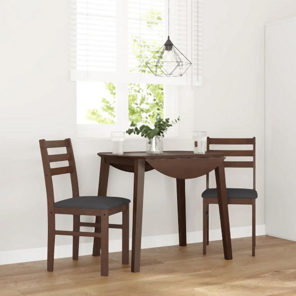 vidaXL Esszimmerstühle mit Kissen 2 Stück Braun Massivholz Gummibaum, 4102418
