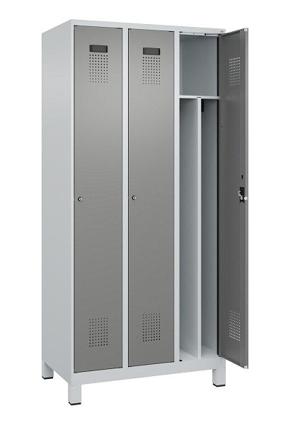 C+P Spind Evolo PLUS, mit Füßen, 3 Abteile, 1950x900x500mm, 7035/0004, Verschluss Zylinderschloss, 049010-30F S10041