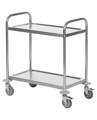 Kongamek Edelstahl-Etagenwagen KM, 2 Böden, 100 kg, 710x400 mm, 4 Lenkrollen PU, Bremse, 255345