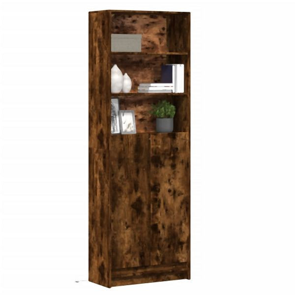 vidaXL Highboard mit LED-Beleuchtung Räuchereiche 69x32,5x200 cm, 3307909