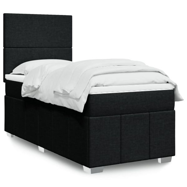 vidaXL Boxspringbett mit Matratze Schwarz 90x190 cm Stoff, 3293818