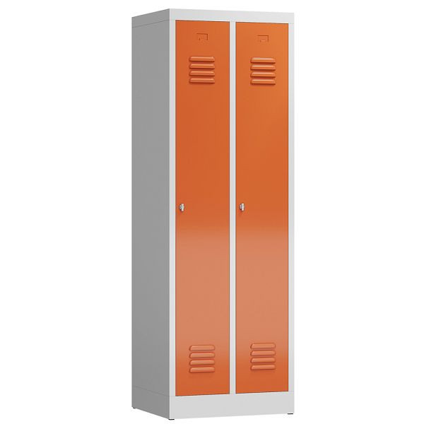 Lüllmann ClassiX Garderobenschrank, 2 Abteile, 1800 x 590 x 500 mm, lichtgrau/feuerrot, X-510124