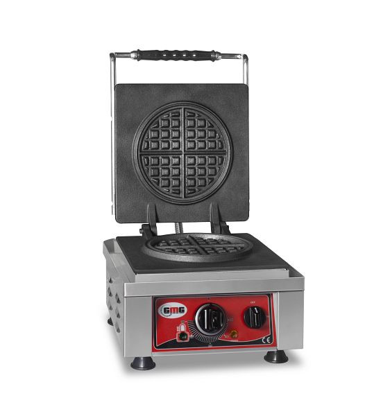 GMG Waffeleisen American, 1x (Ø 16 x 1,5cm), 50° bis 300°C feste Backplatte aus Gusseisen, umlaufende Fettfangrinne, Gehäuse Edelstahl, KGW-06