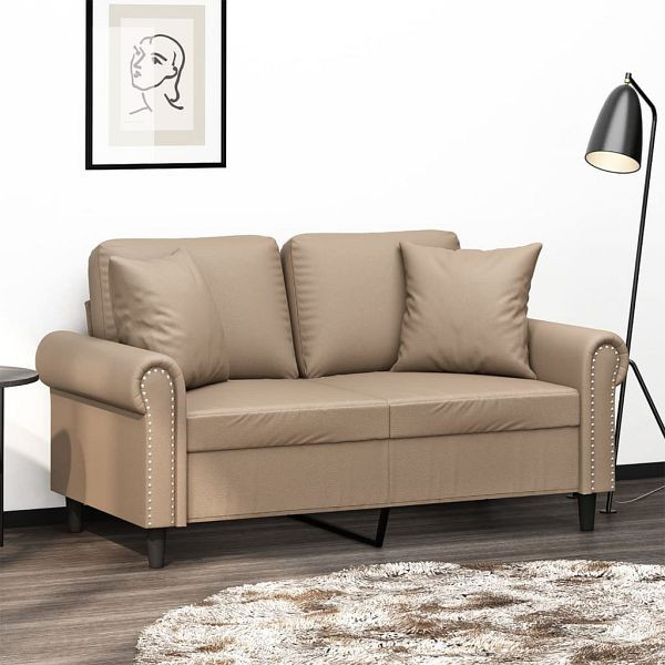 vidaXL 2-Sitzer-Sofa mit Zierkissen Cappuccino-Braun 120 cm Kunstleder, 3200929