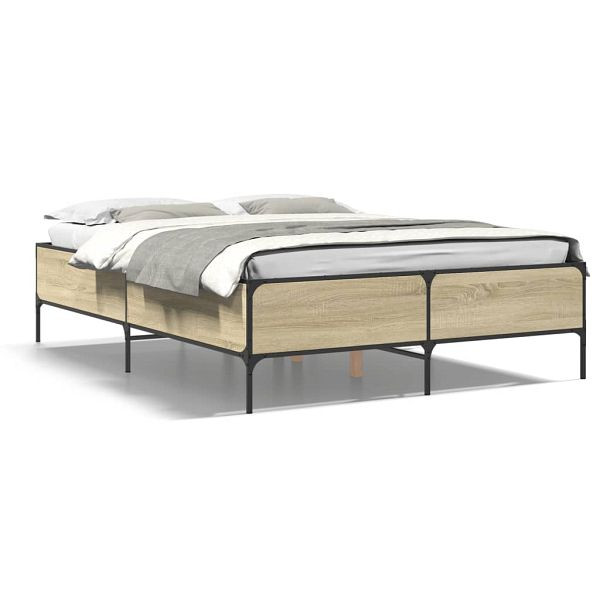 vidaXL Bettgestell Sonoma-Eiche 120x190 cm Holzwerkstoff und Metall, 3279818