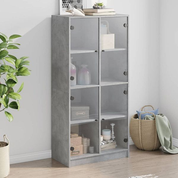 vidaXL Highboard mit Türen Betongrau 68x37x142 cm Holzwerkstoff, 3295860