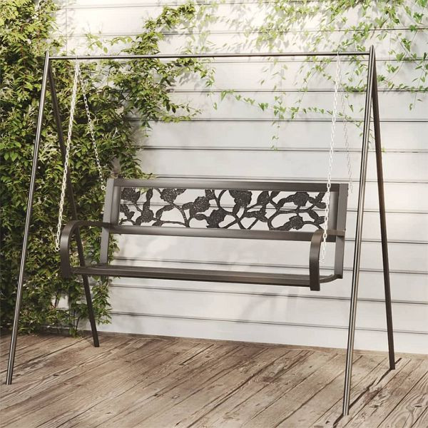 vidaXL Hollywoodschaukel 125 cm Stahl und Kunststoff Schwarz, 317145