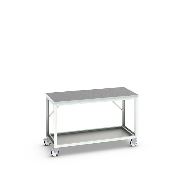 bott verso mobile Werkbank (Linoleum-Platte) mit Querstrebenset und Ablageboden, BxTxH: 1500 x 800 x 930 mm, 16922113.16