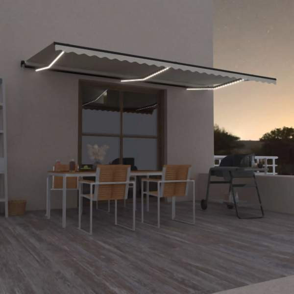 vidaXL Markise Manuell Einziehbar mit LED 600x350 cm Creme, 3069242