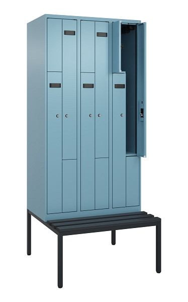 C+P Z-Spind Evolo PLUS, 6 Fächer, 2120x900x815mm, 0010/0010, Zylinderschloss, Material Sitzfläche Kunststoff, Sitzbank, 0490537-306 S10102