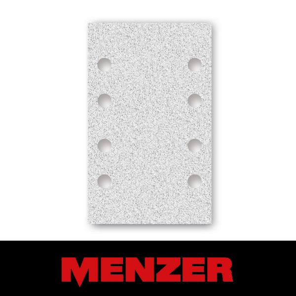 Menzer Klett-Schleifbogen, 80 x 133 mm, 8 Loch, Korn 40, Normalkorund mit Stearat-Beschichtung, VE: 50, 252021040