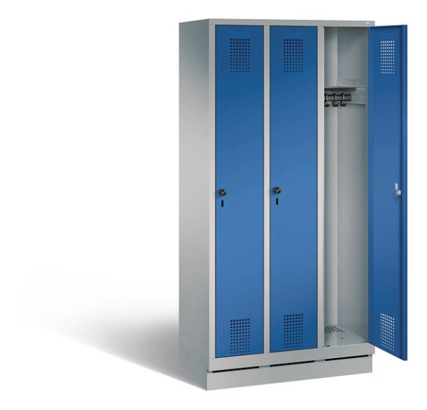 C+P Garderobenschrank Evolo, H1800xB900xT500mm, Farbe: Weißaluminium / Enzianblau, 48020-30 S10354