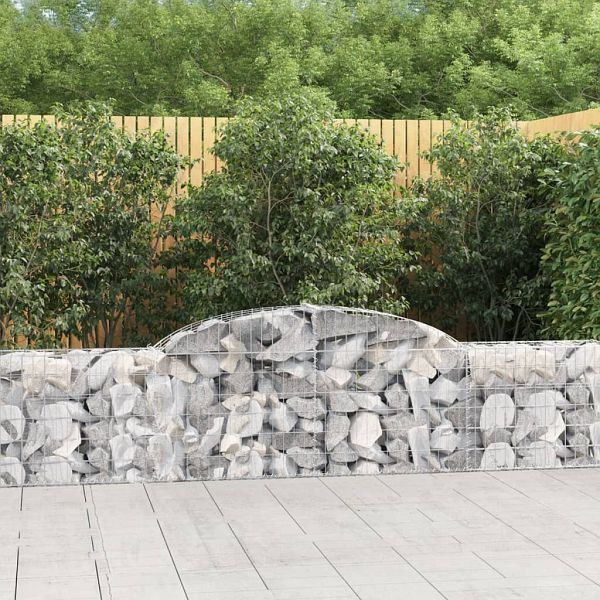 vidaXL Gabionen mit Hochbogen 11 Stück 300x30x60/80 cm Verzinktes Eisen, 3146494