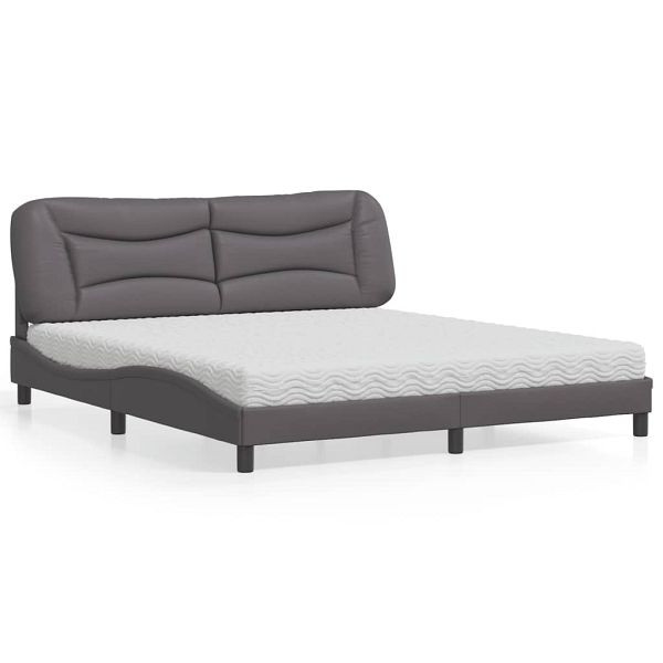 vidaXL Bett mit Matratze Grau 180x200 cm Kunstleder, 3208741