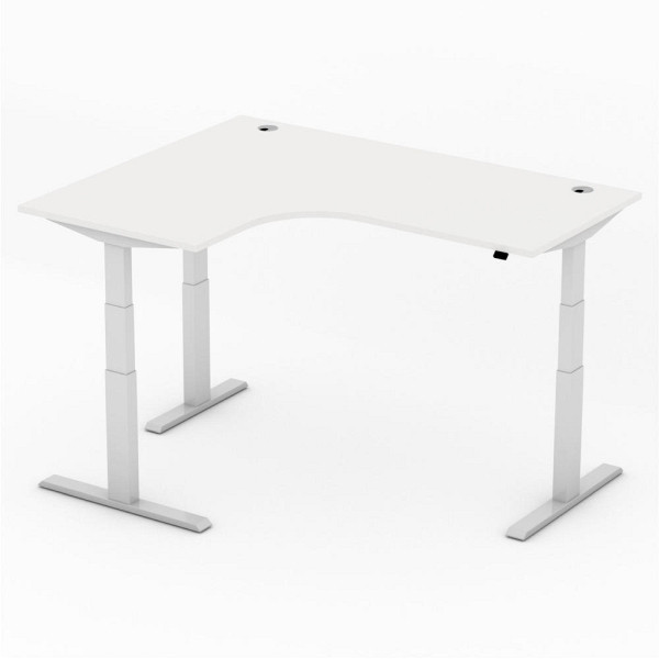 Deskin Sitz-/ Stehtisch Jumboform Comfort MULTI M, Dekor weiß, B 1800 x T 1400 x H 640-1300 mm, Freiform linksseitig, 285826