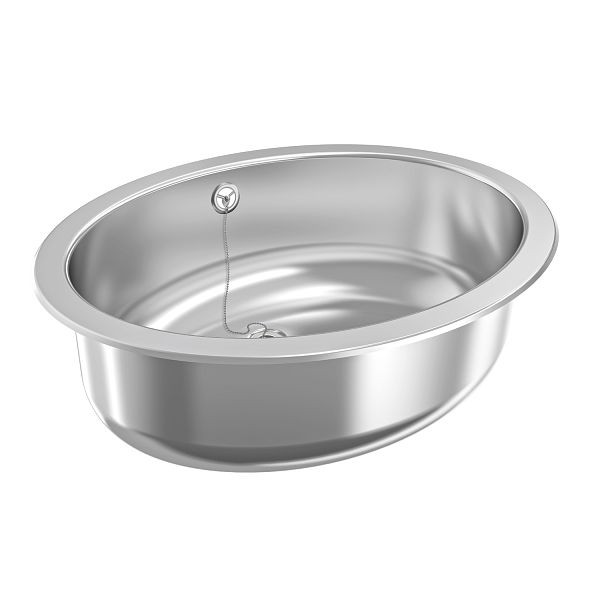 KWC Ovalbecken, RONDO, Edelstahl, hochglanzpoliert, 510x155x390 mm, Überlauf, Ab- und Überlaufgarnitur, 3600009755