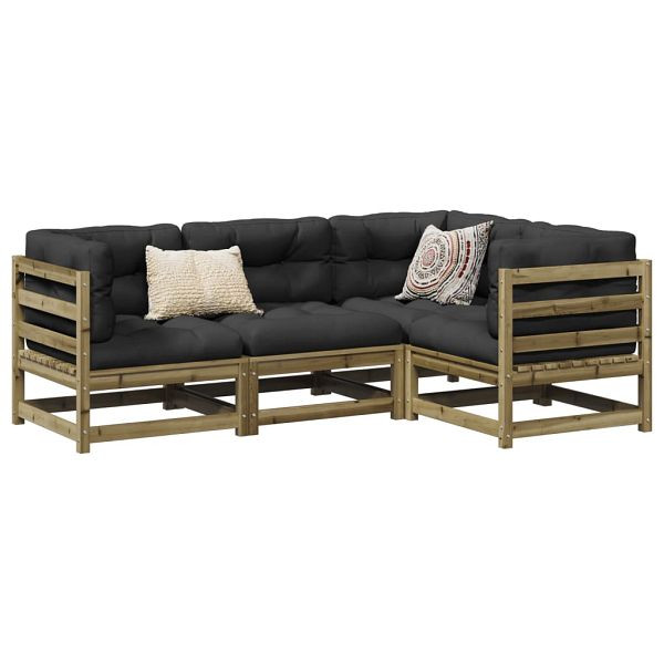 vidaXL 4-teilig Garten-Sofagarnitur Kiefernholz Imprägniert, 3299411