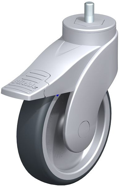 Blickle LWGX-TPA 126G-FI-GSX10 Kunststoff-Lenkrolle WAVE, rostfrei, mit Gewindestift & Feststeller, Thermoplastisches Gummi-Elastomer, Grau, 745492