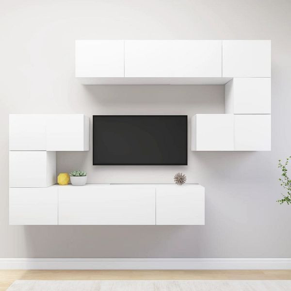 vidaXL 8-teilig TV-Schrank-Set Weiß Holzwerkstoff, 3078723