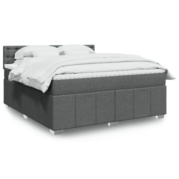 vidaXL Boxspringbett mit Matratze Dunkelgrau 180x200 cm Stoff, 3289462