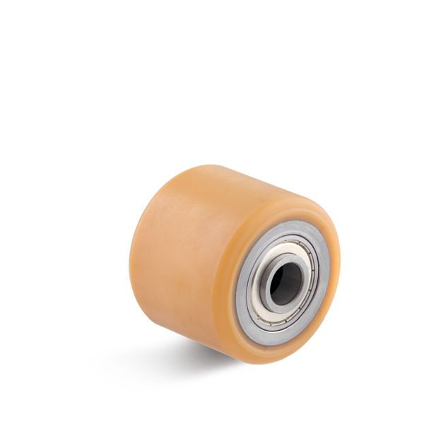 Torwegge Vulkollan Hubwagenrolle, Tragfähigkeit 580 kg, Rad-Ø 82 mm, Radbreite 75 mm, Achsloch-Ø 17 mm, Radlagerung Kugellager, 0032641