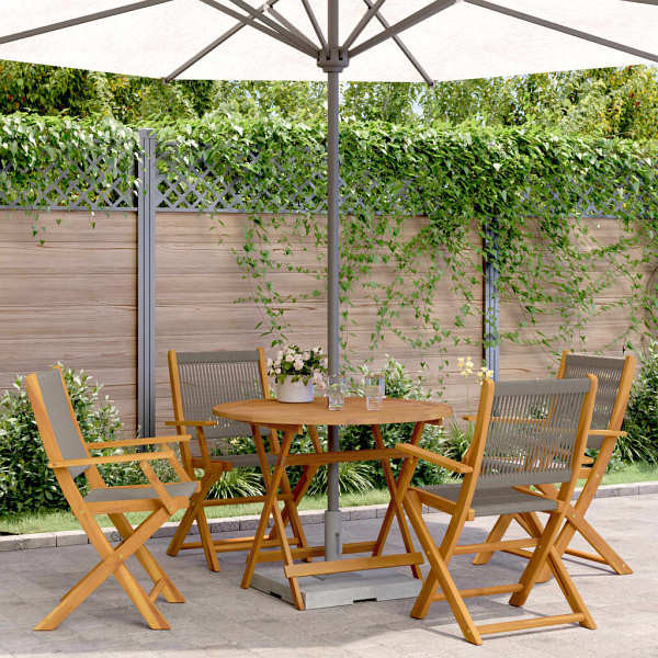 vidaXL 5-tlg. Garten-Essgruppe Polypropylen und Massivholz Grau, 3281818