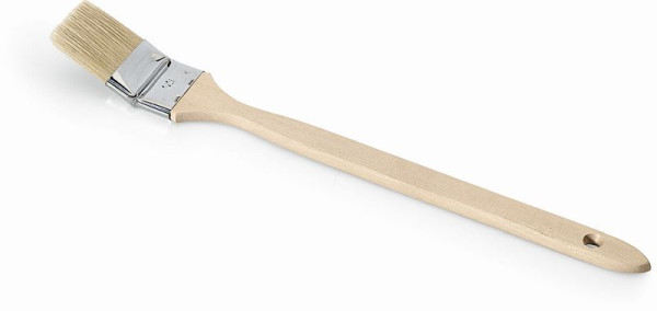 Nölle Handwerker-Heizkörperpinsel 1,5-fach stark 2,5", Mischung PBT und heller Chinaborste, 60 mm, Borstenlänge 57 mm, Zwinge rostfrei, VE: 12 Stück, 58925