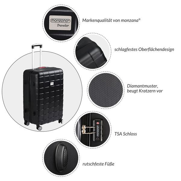 monzana Hartschalenkoffer Exopack Schwarz M ABS 40L, 107193