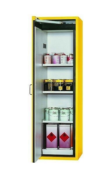 asecos Sicherheitsschrank S-CLASSIC-90, S90.196.060.WDAS in sicherheitsgelb RAL 1004 mit 3x Fachboden (Stahlblech), 30228-002-30249