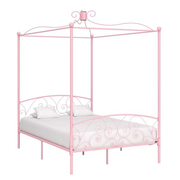 vidaXL Himmelbett-Gestell Rosa Metall 140 x 200 cm, 284489