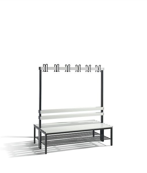 C+P Garderobenbank 2-seitig, H1650xB1500xT750 mm, Schwarzgrau/Lichtgrau, 8051-210 S10113