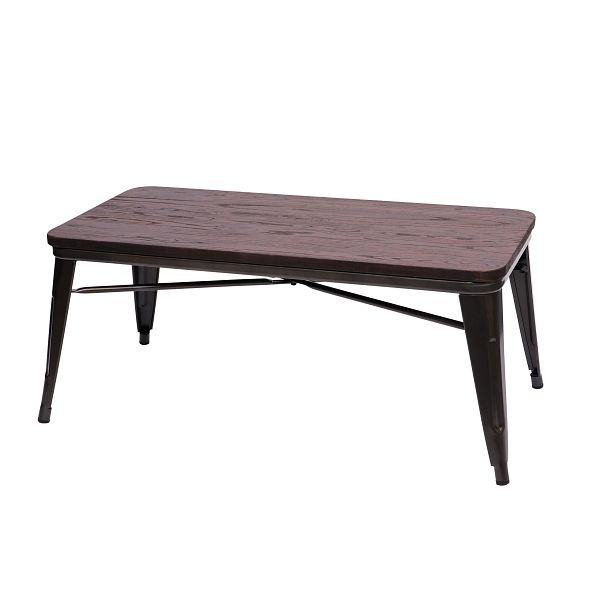 Mendler Couchtisch HWC-H10, Wohnzimmertisch Sofatisch Kaffeetisch, Industriedesign Ulme Holz, braun-schwarz, 72493