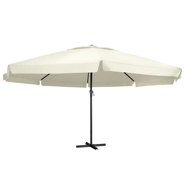 vidaXL Sonnenschirm mit Aluminium-Mast 600 cm Sandweiß, 47370