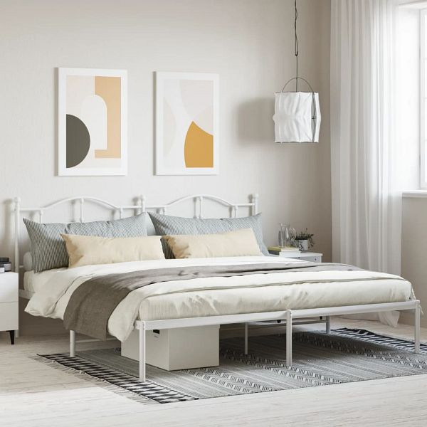 vidaXL Bettgestell mit Kopfteil Metall Weiß 193x203 cm, 353494