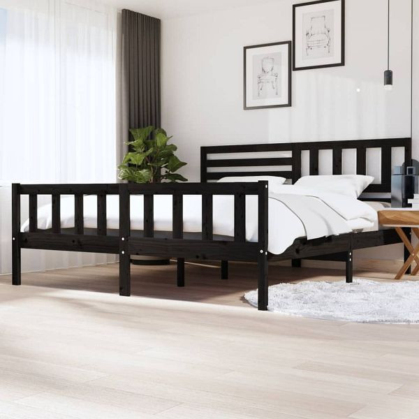 vidaXL Massivholzbett Schwarz 200x200 cm, Material: Kiefer-Massivholz, 3101177
