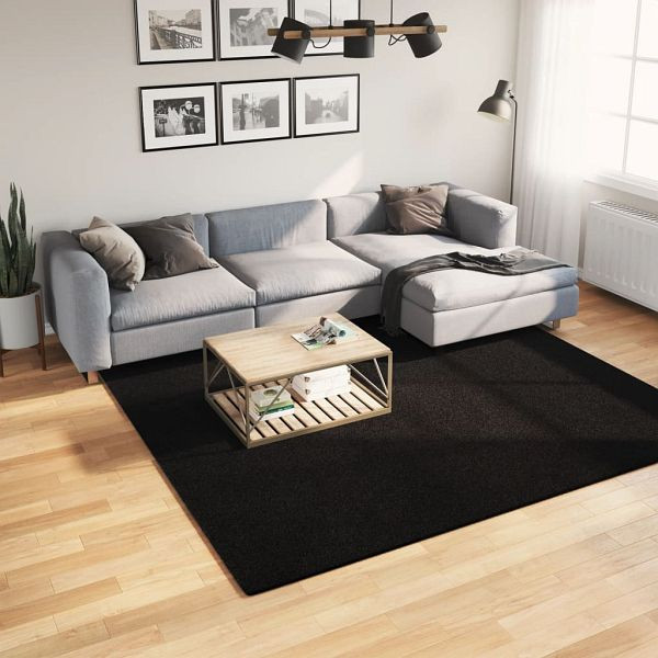 vidaXL Teppich HUARTE Kurzflor Weich und Waschbar Schwarz 240x240 cm, 375120