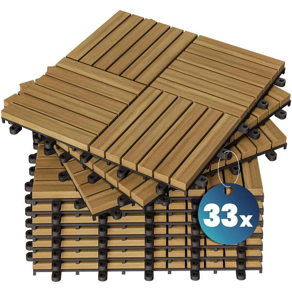casaria Holzfliese Akazie Quattro Mosaik, VE: 33er-Set 30x30cm, 993434