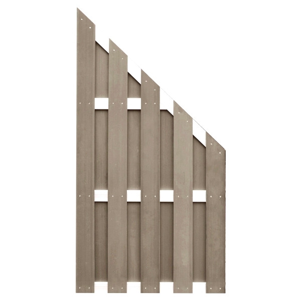 T&J JINAN-Serie ECKE braun, 90 x 180/90 cm, WPC-Bretterzaun, Querriegel ALU anodisiert, 44739
