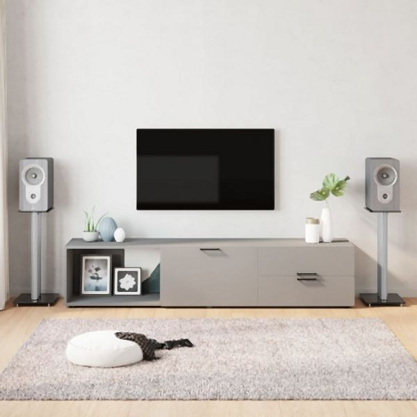 vidaXL Lautsprecher-Ständer 2 Stück Schwarz & Silbern Hartglas 2 Säulen, 51807