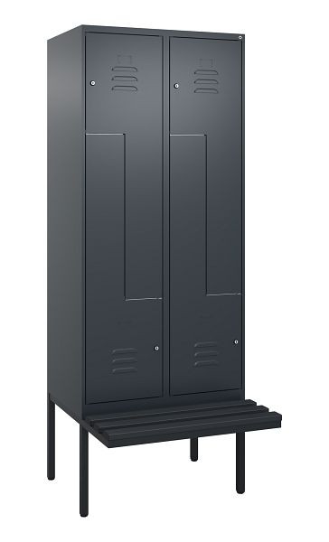C+P Z-Spind Classic PLUS, Bank, 4 Abteile, 2120x800x815mm, 7016/7016, Zylinderschlösser, 0800437-224 S10057