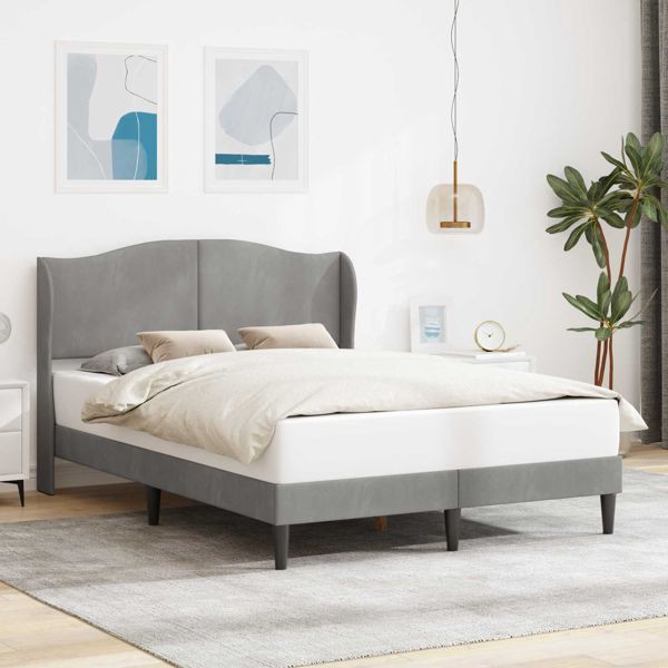 vidaXL Bettrahmen mit Kopfteil Hellgrau 140 x 200 cm Samt, 42027923