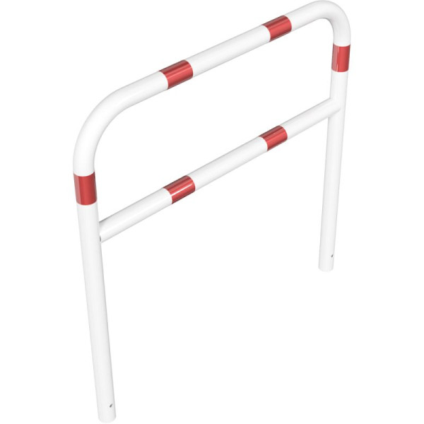 Stein HGS Anlehnbügel/Absperrbügel -Sylt-, 1200mm/800mm/1200mm, weiß beschichtet mit rot reflektierenden Leuchtstreifen, mit Querholm, Bügel: Ø 60 mm, 465.23b-wr