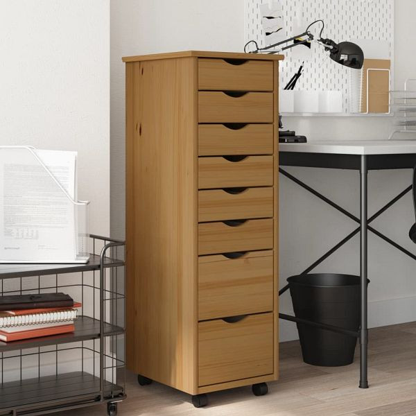 vidaXL Rollschrank mit Schubladen MOSS Honigbraun Massivholz Kiefer, 355894