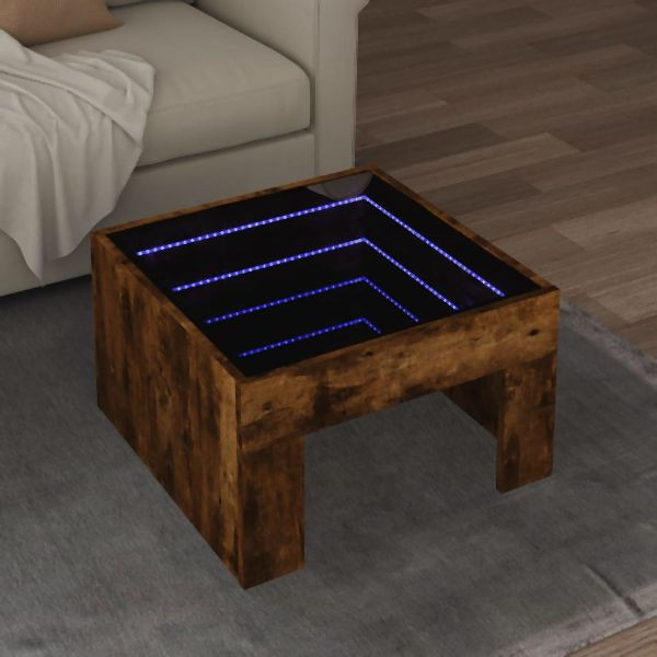 vidaXL Couchtisch mit Infinity-LED Räuchereiche 50x50x30 cm, 847606